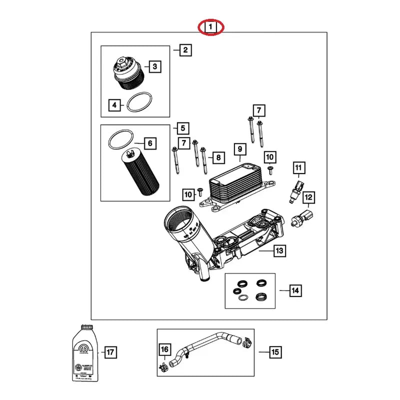 Enfriador Aceite Jeep Wrangler - Grand Cherokee 3.6 14 - 19