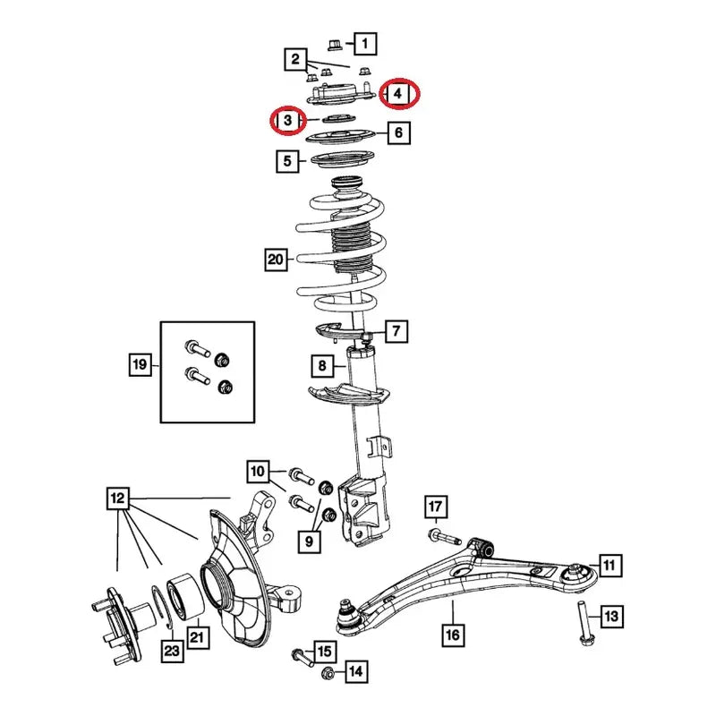 Par Cazoletas Delantera Compass Patriot 2007/17 + Rodamiento
