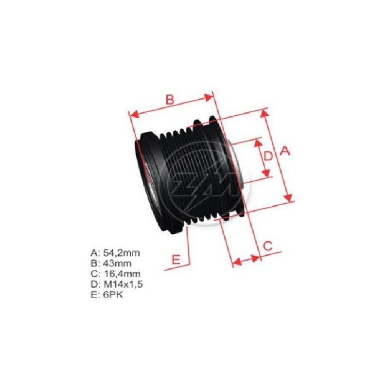 Polea Alternador Jeep Wrangler - Liberty - Nitro 2.8 Crd